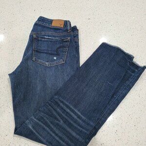 AMERICAN EAGLE TOMGIRL DISTRESSED JEANS SIZE 0 Ripped Distressed Super Stretch